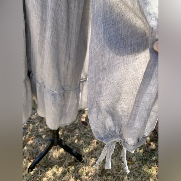 CRESCENT gauzy flowy skirt empire waist baby doll dress tie sleeve spring summer - Picture 14 of 17